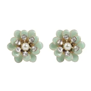 Crystal Flower Stud Earrings: Duck Egg Blue Flower Studs