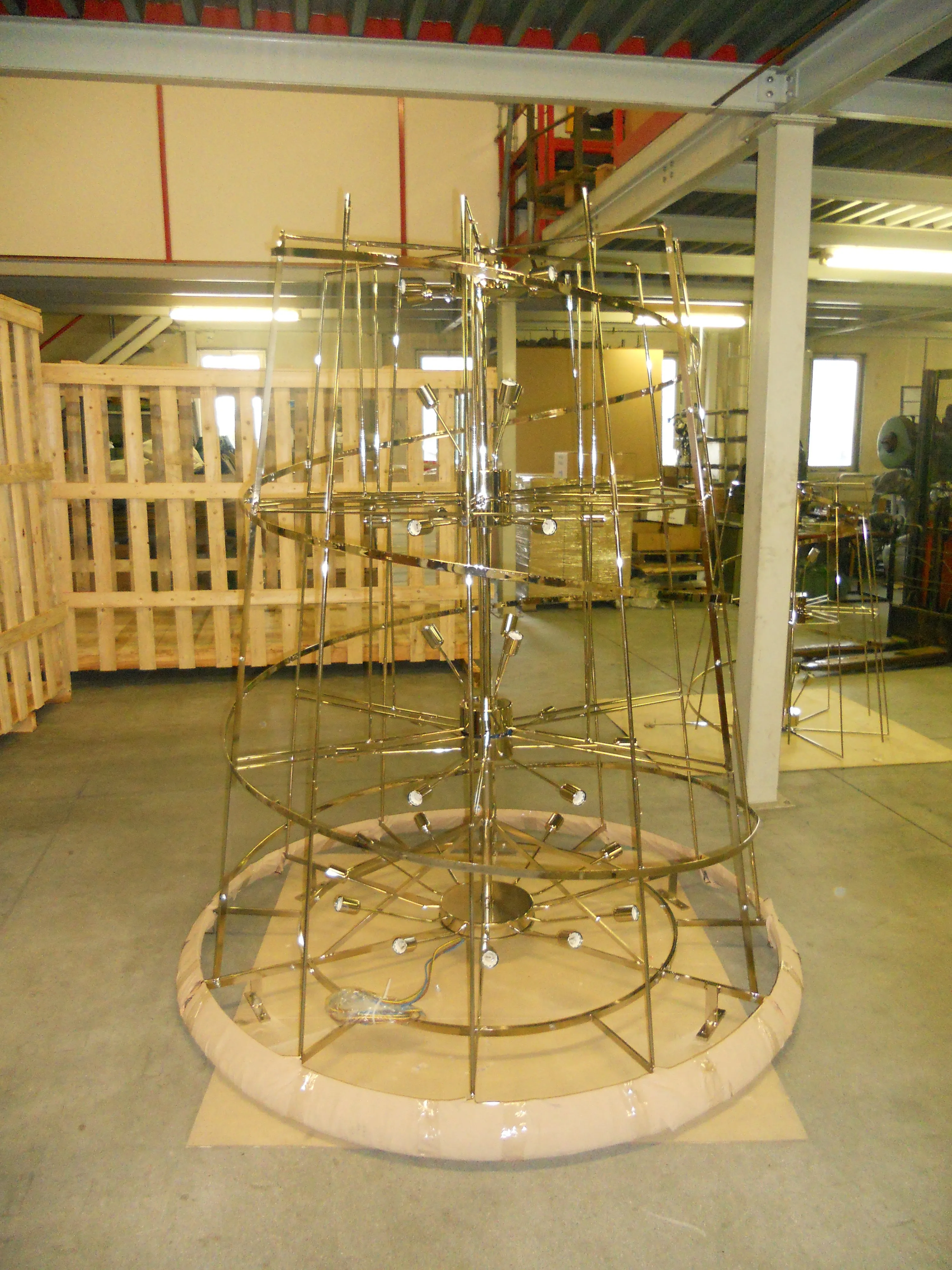 Crystal Foyer & Stairwell Twister Chandelier With Matching Crystal Waterfall Wall Lights
