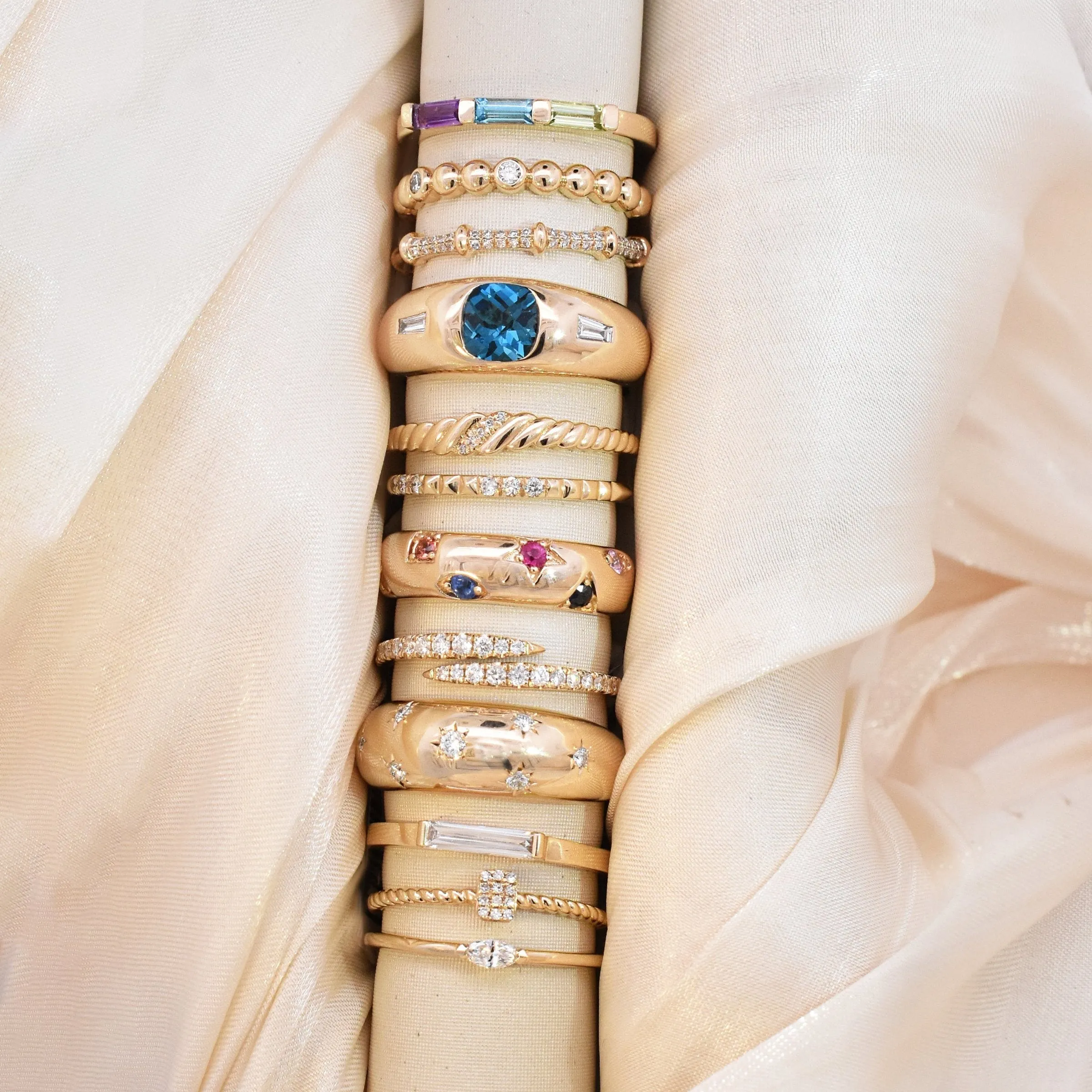 Customizable Three-Stone Baguette Gemstone Ring