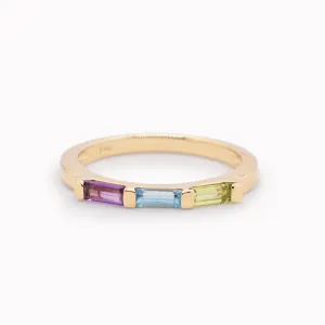 Customizable Three-Stone Baguette Gemstone Ring
