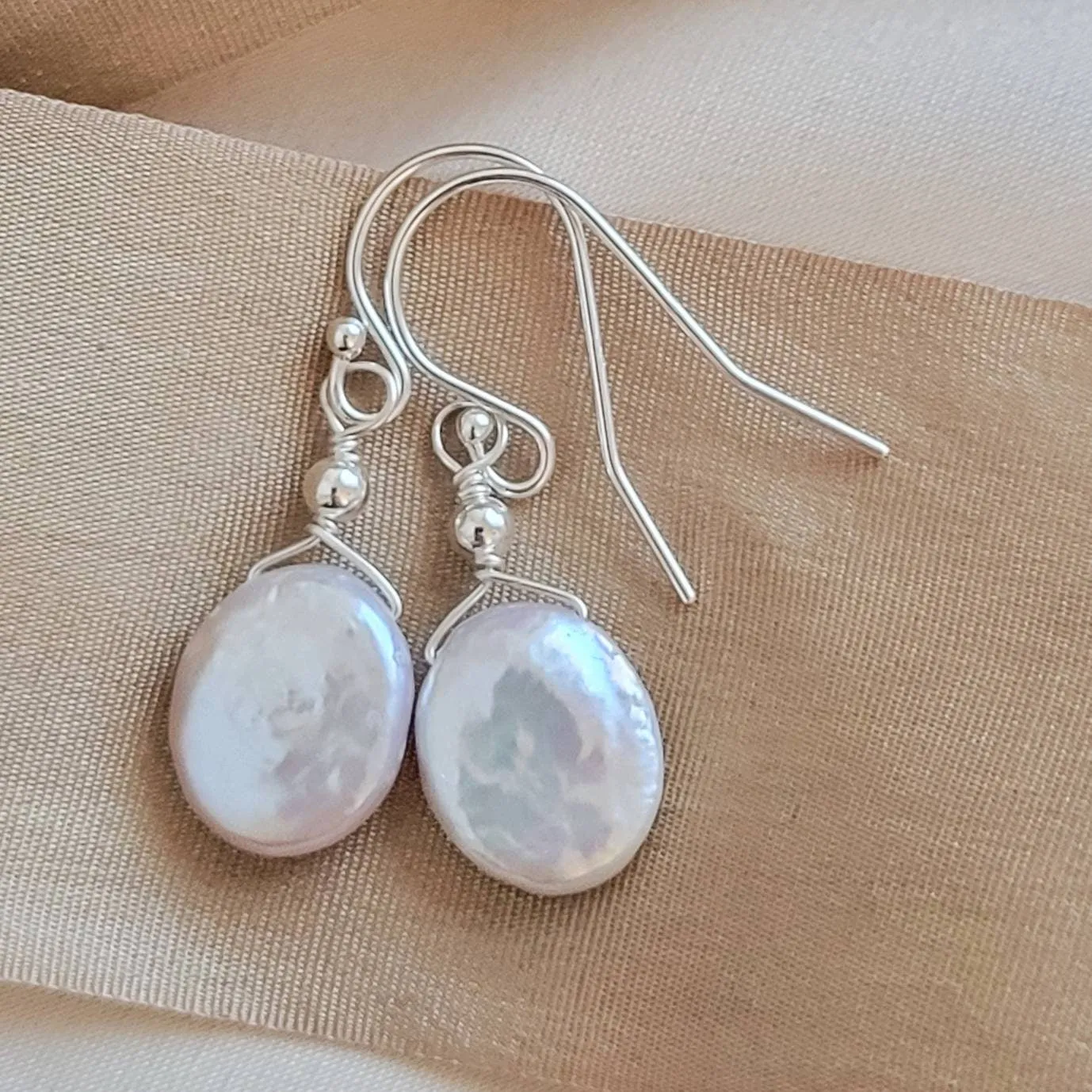Dainty Coin Pearl Earrings