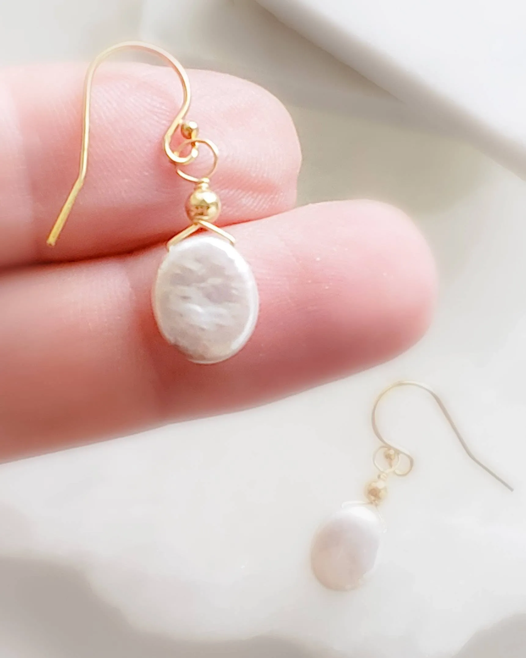 Dainty Coin Pearl Earrings