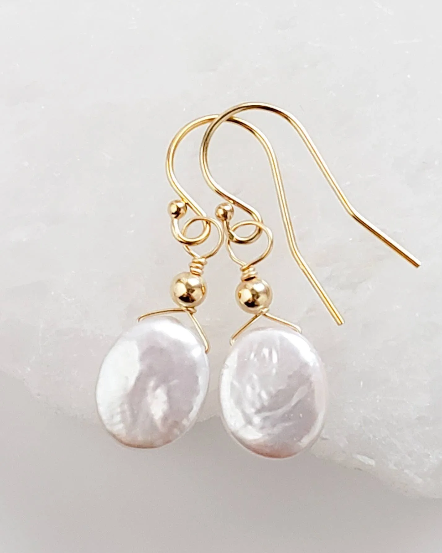 Dainty Coin Pearl Earrings