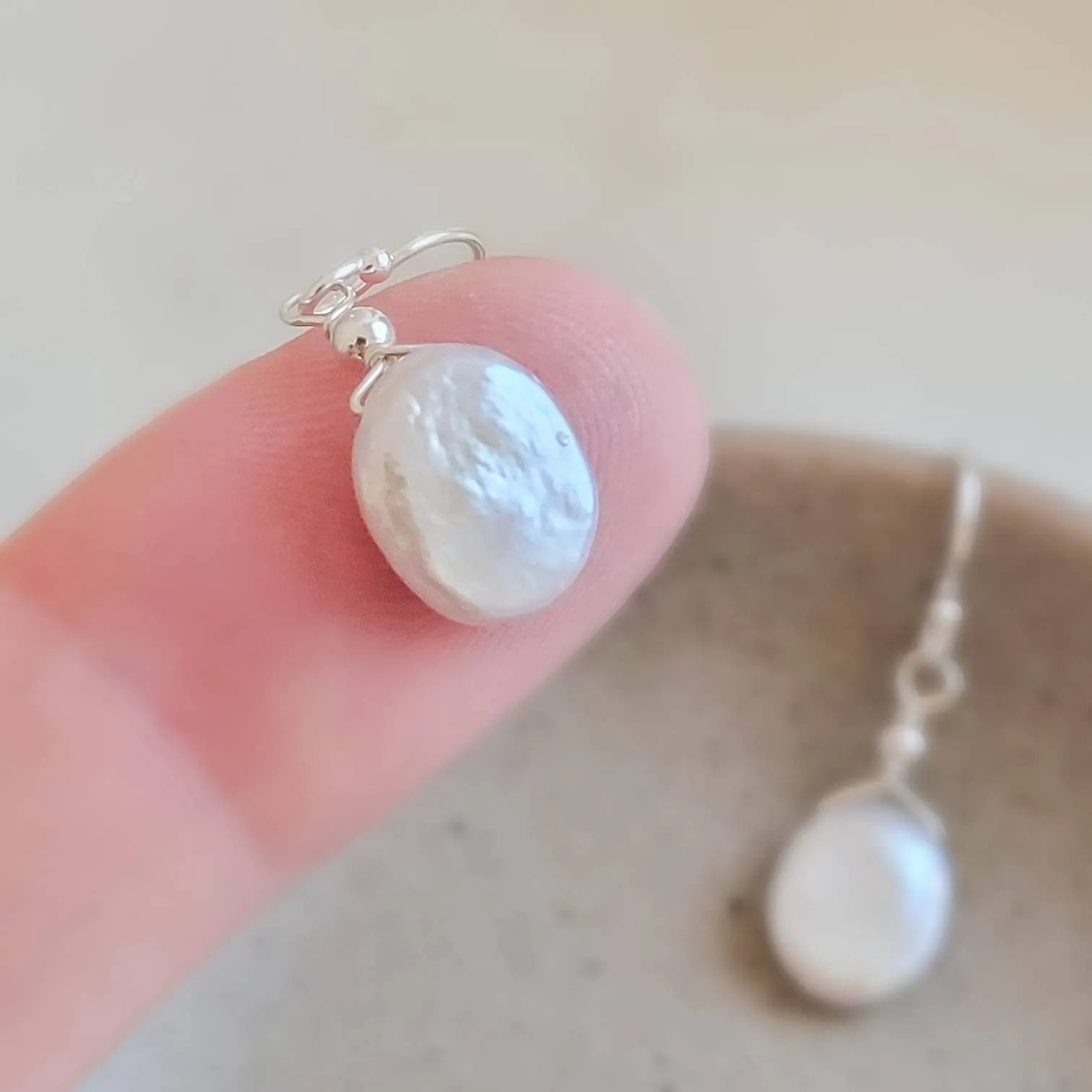 Dainty Coin Pearl Earrings