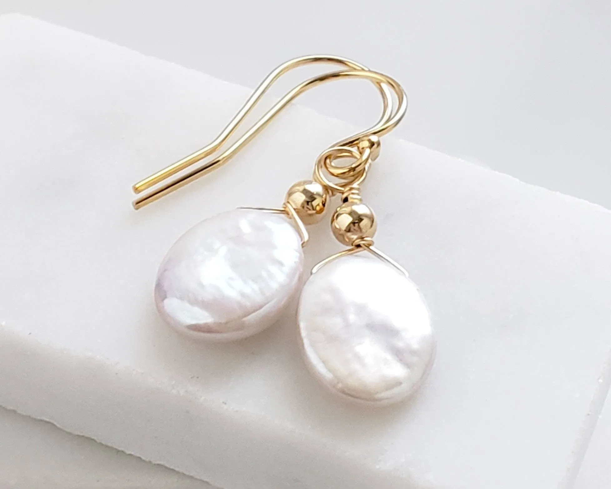 Dainty Coin Pearl Earrings