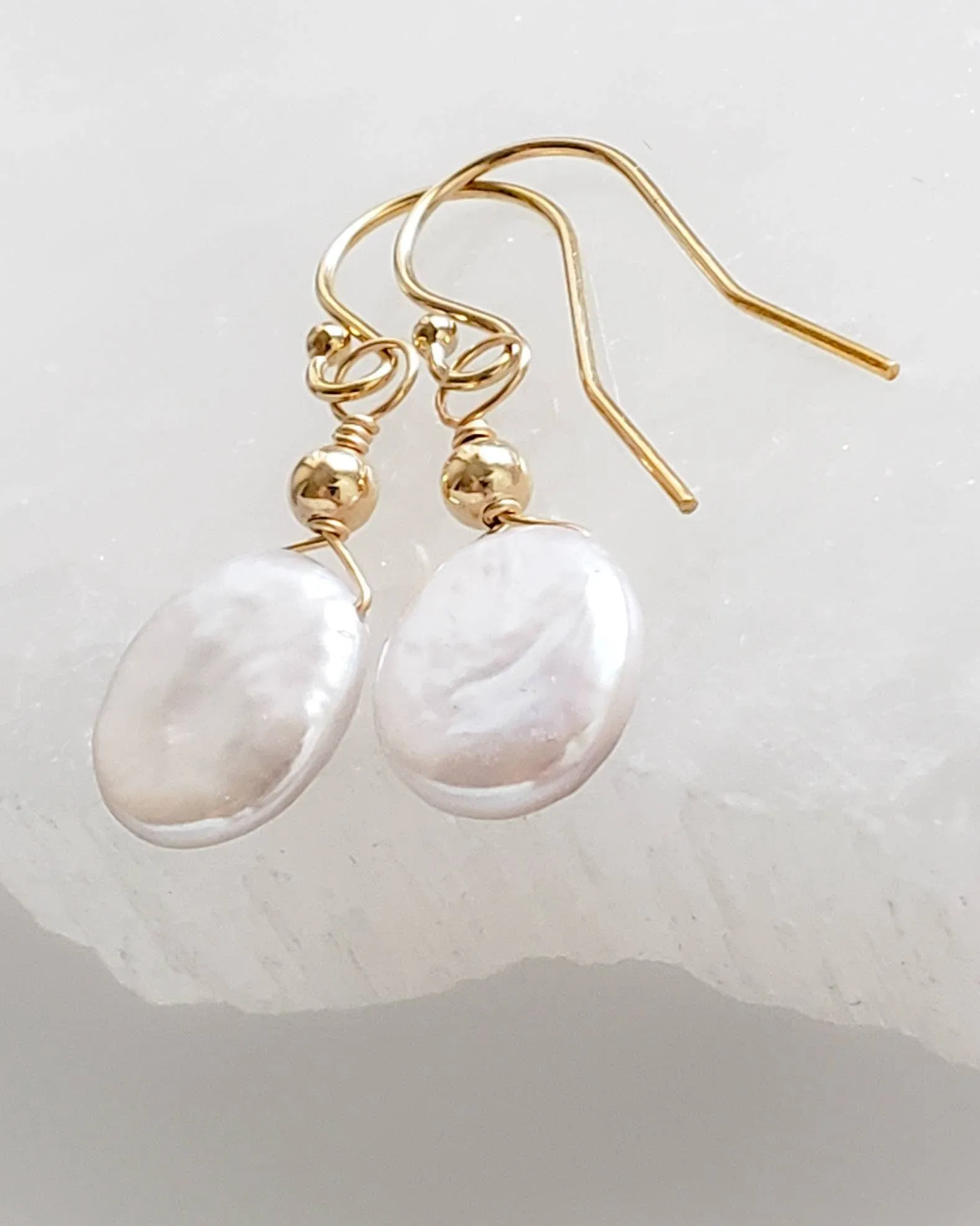 Dainty Coin Pearl Earrings