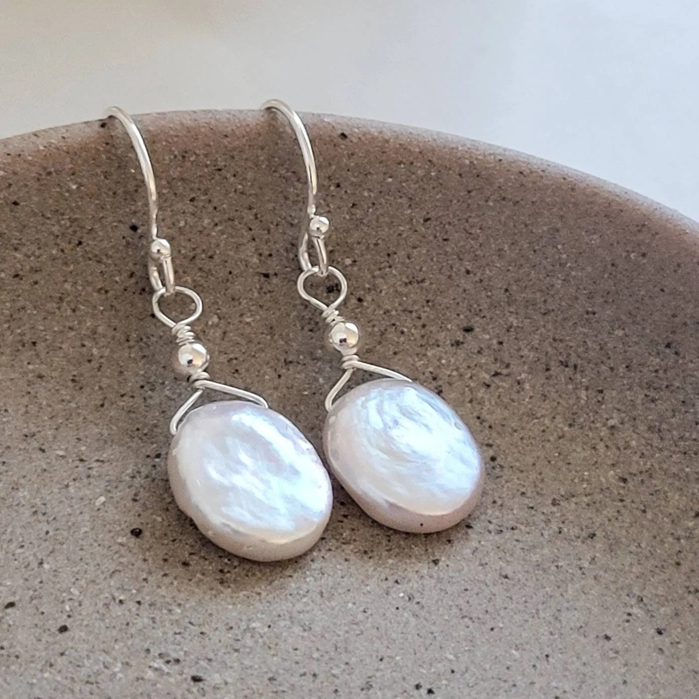 Dainty Coin Pearl Earrings