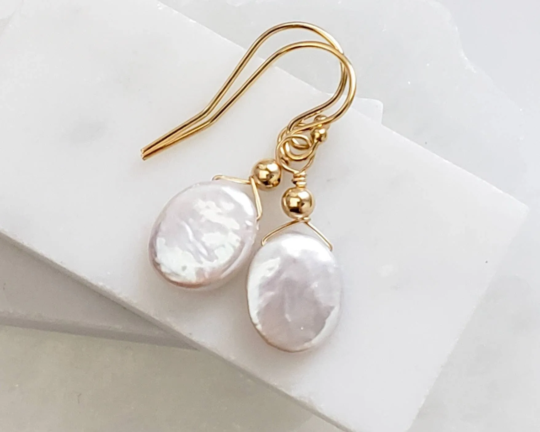 Dainty Coin Pearl Earrings