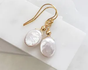 Dainty Coin Pearl Earrings