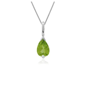 Damen 375 Gold 9ct Gold Birne Peridot Klassische Klaue Anhänger Set Grün 45cm