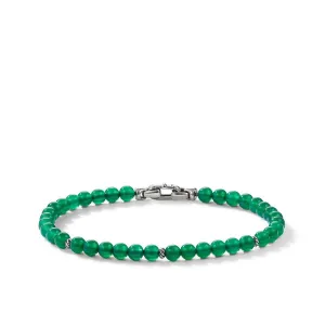 David Yurman Bijoux Spiritual Beads Bracelet in Sterling Silver with Green Onyx | Size Large