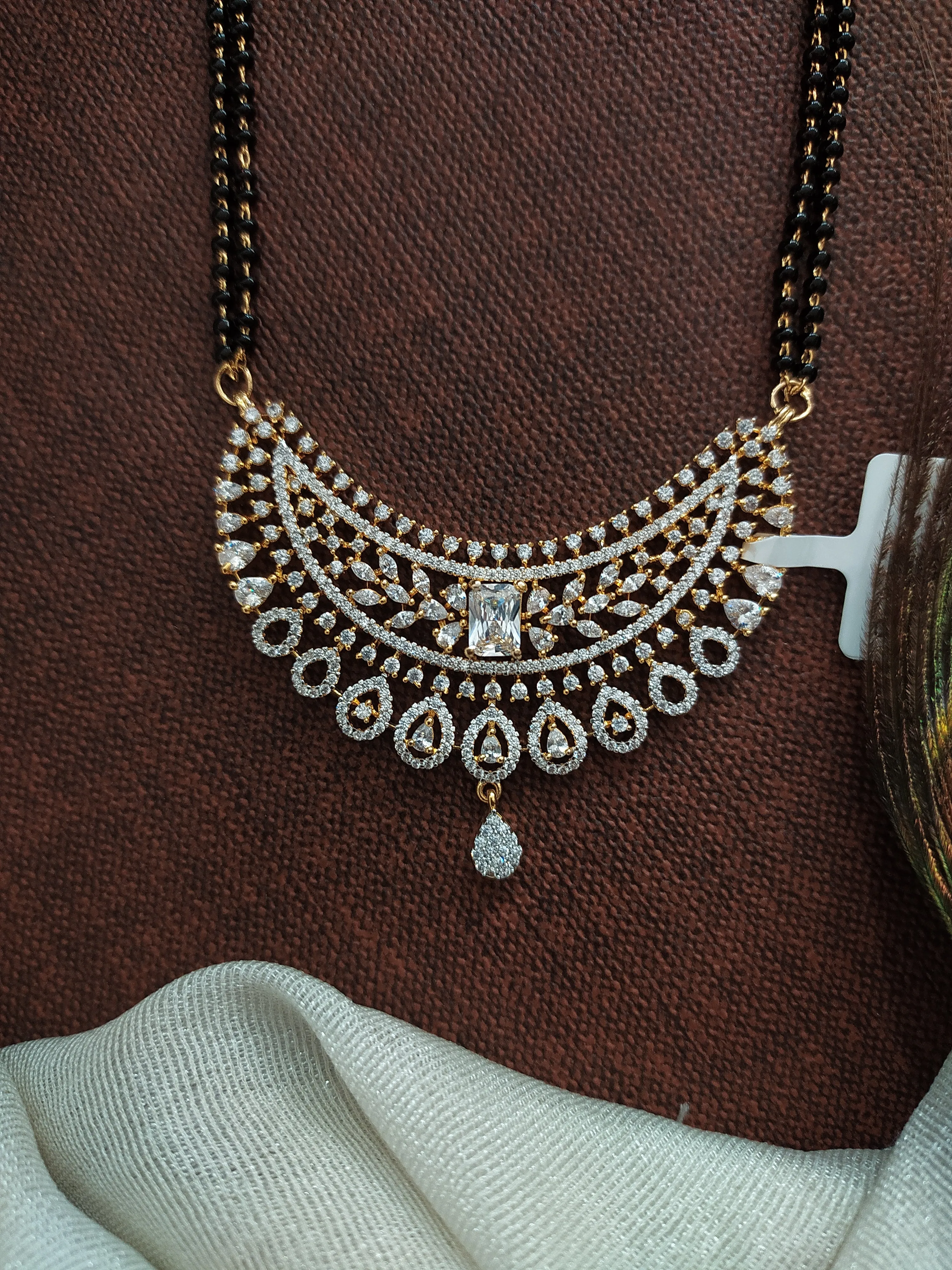 Diamond Finish Zircon Mangalsutra Chain Set – Karwa Chauth Special