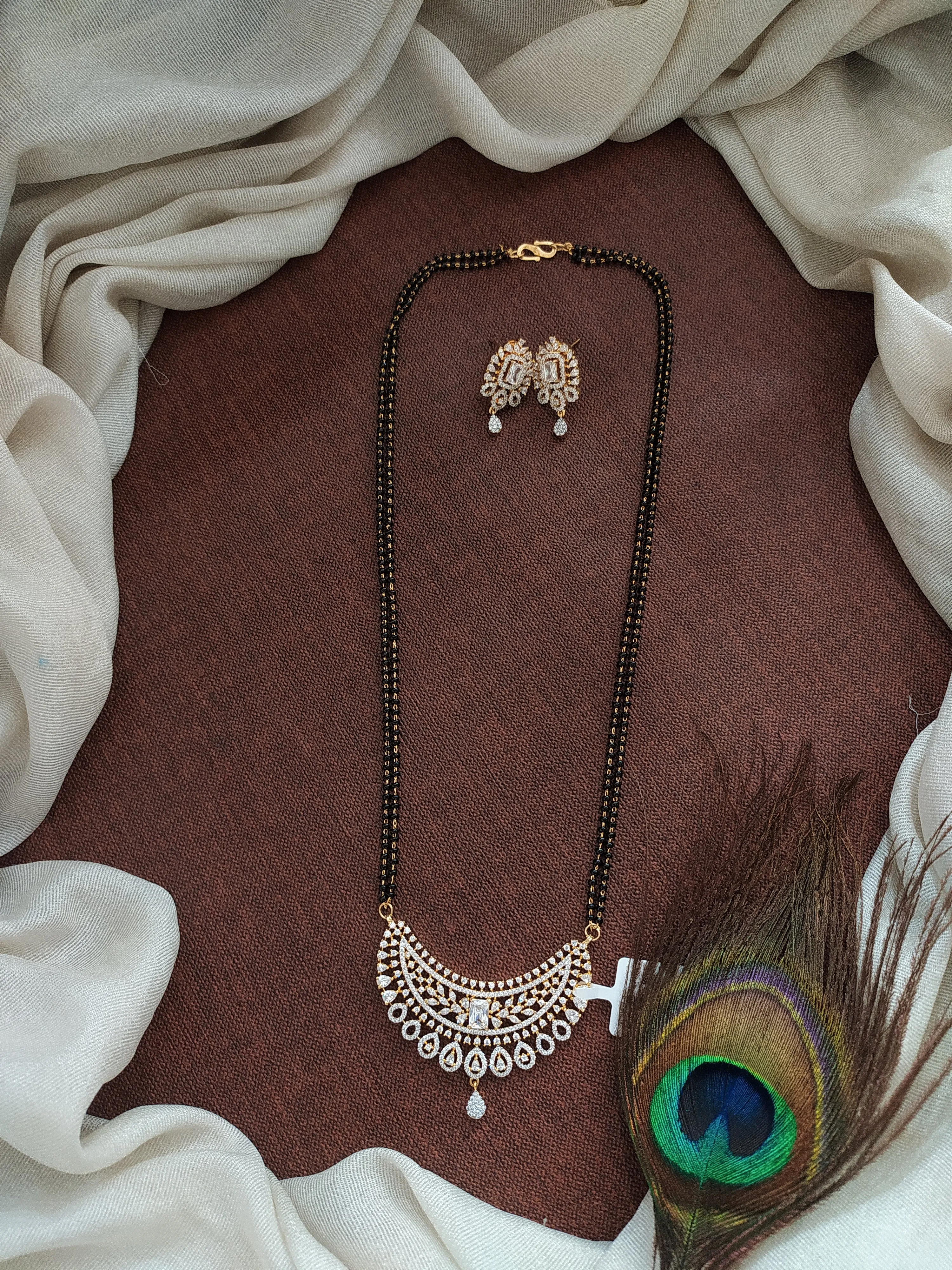 Diamond Finish Zircon Mangalsutra Chain Set – Karwa Chauth Special