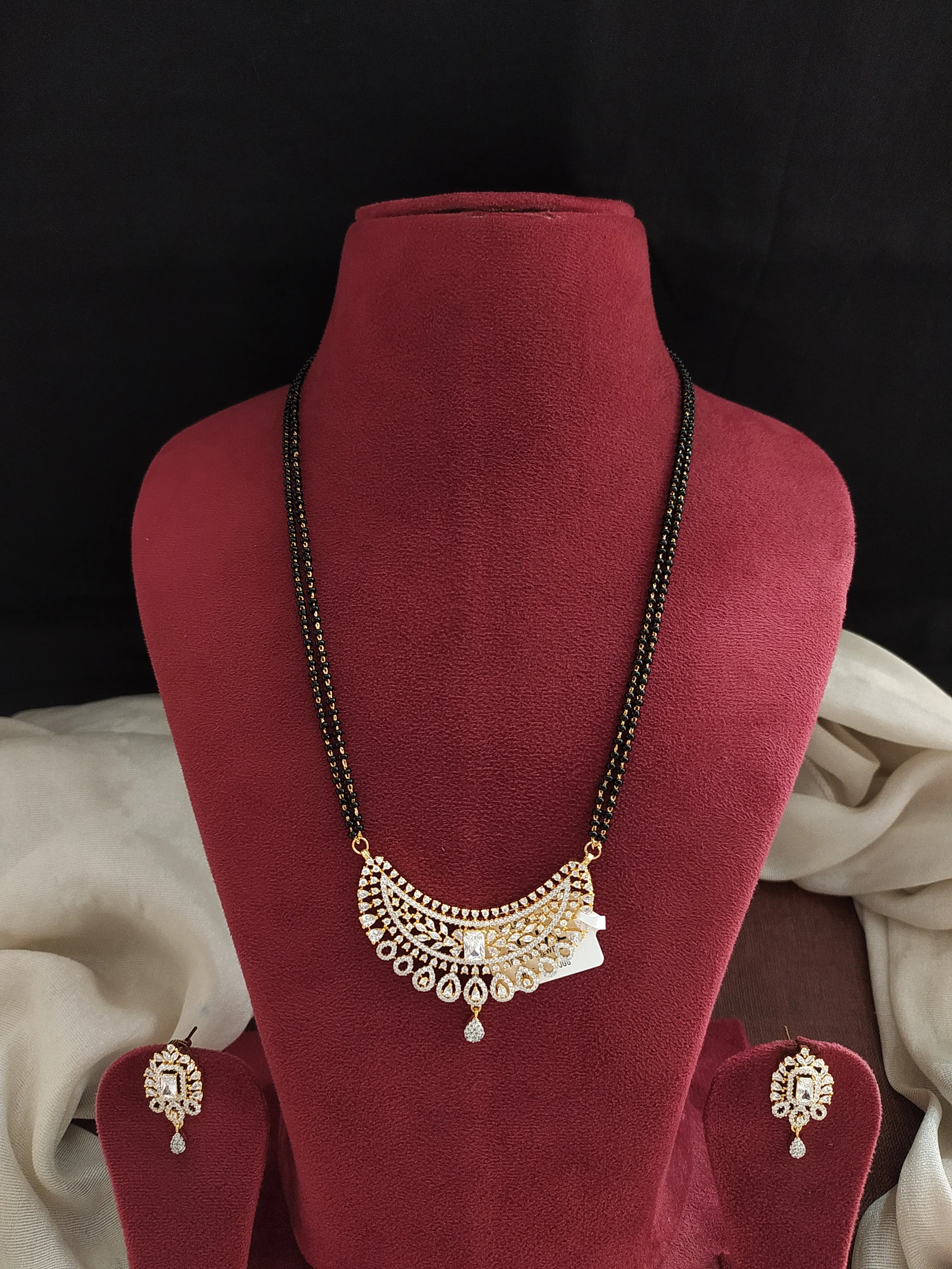 Diamond Finish Zircon Mangalsutra Chain Set – Karwa Chauth Special