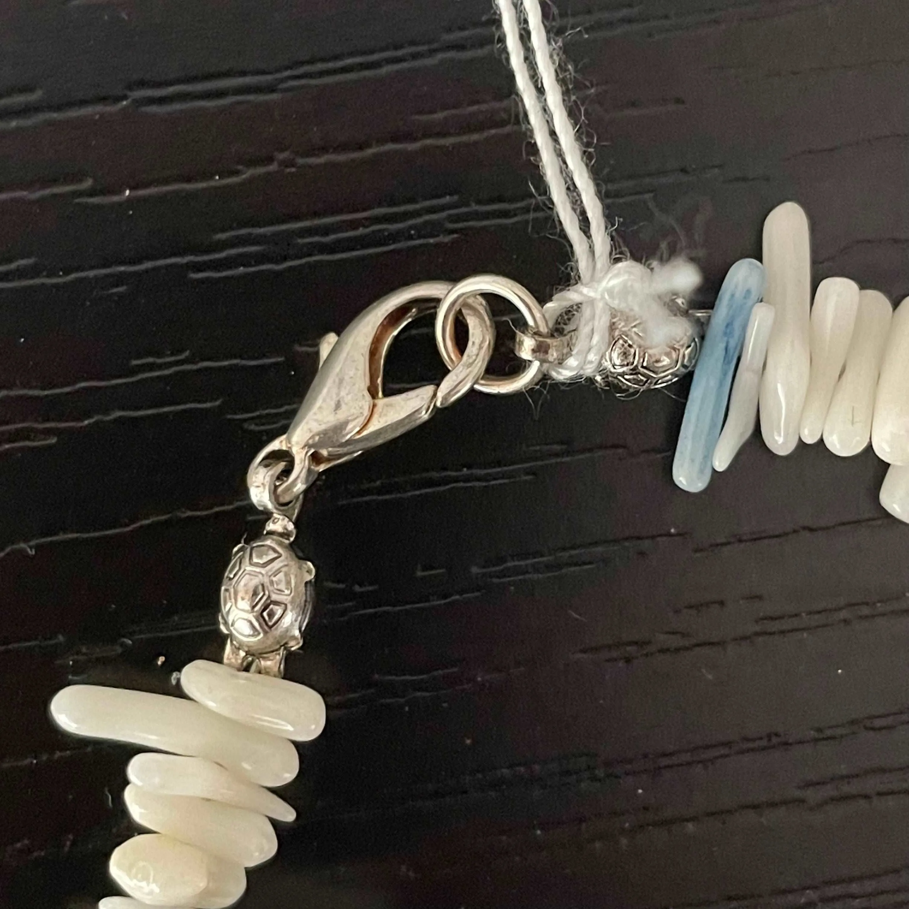 Dyed Coral Chip Necklace & Bracelet Matching Set Ivory Pastel Blue Coastal Resort