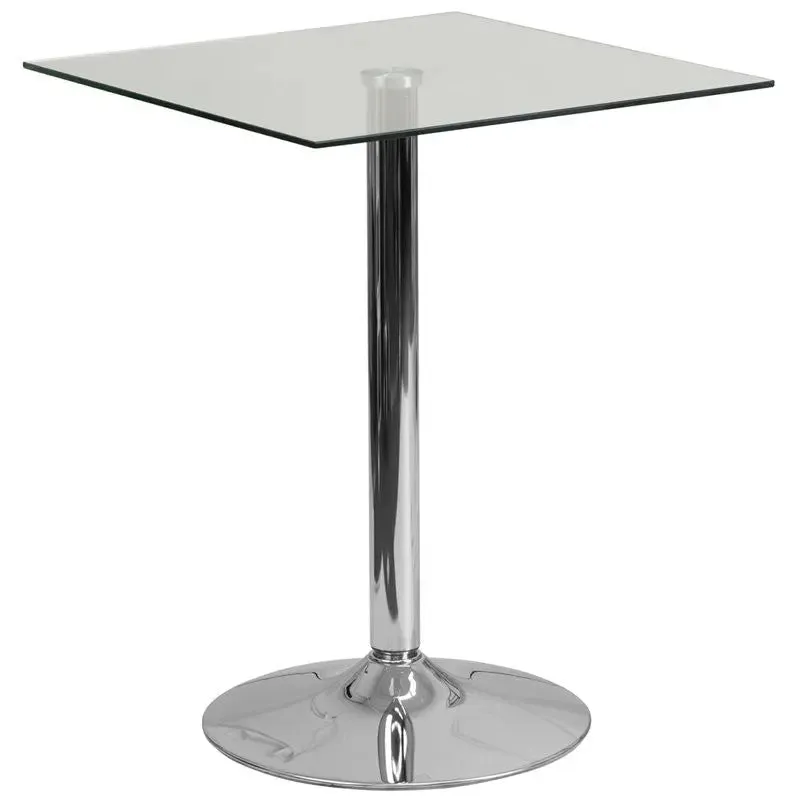 Dyersburg 23.75'' Square Glass Table w/30''H Chrome Base