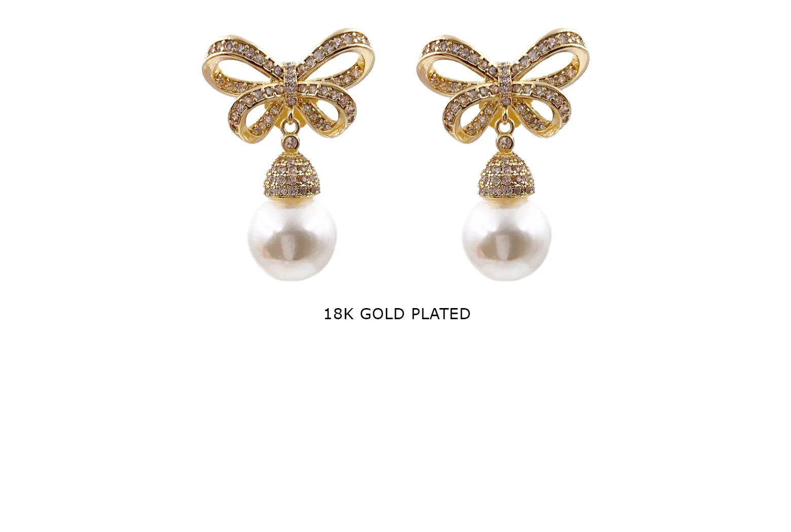 EB2075M Cubic Zirconia Bow Pearl Drop Earrings