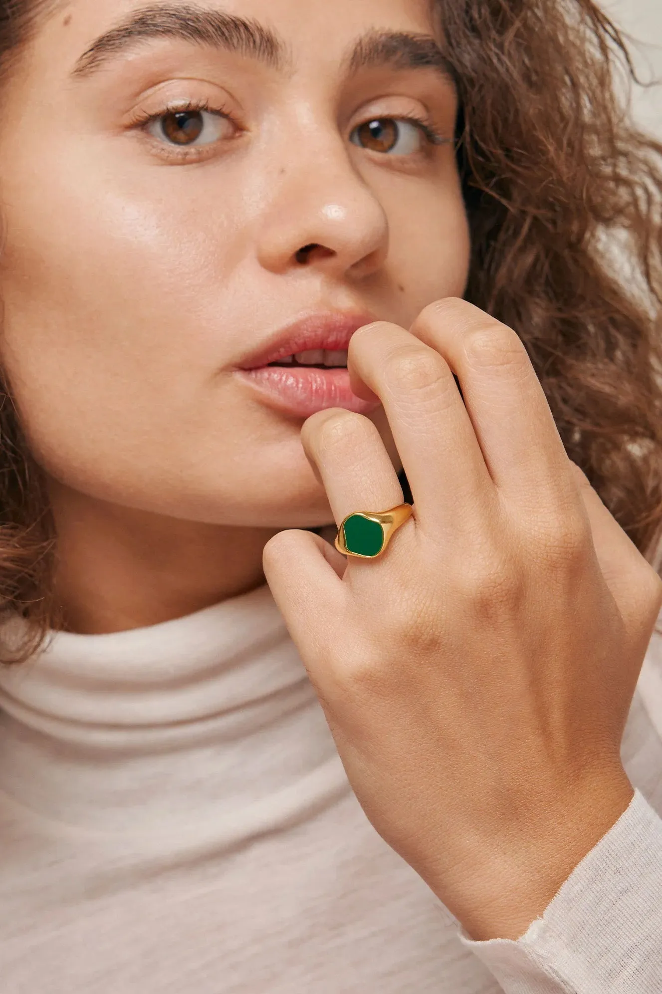 Enamel Copenhagen Luna Ring in Petrol Green