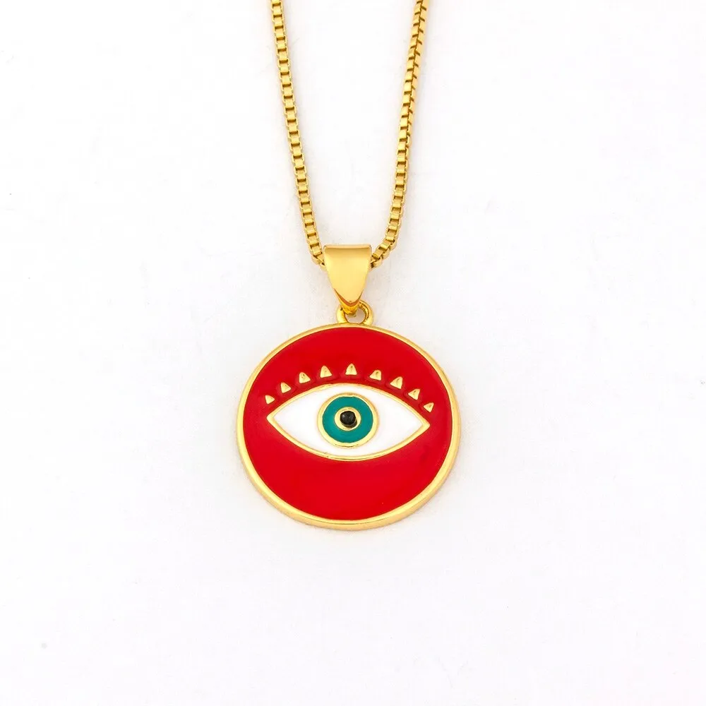 Encrusted Eye Fine Polished Women's Pendant Necklace