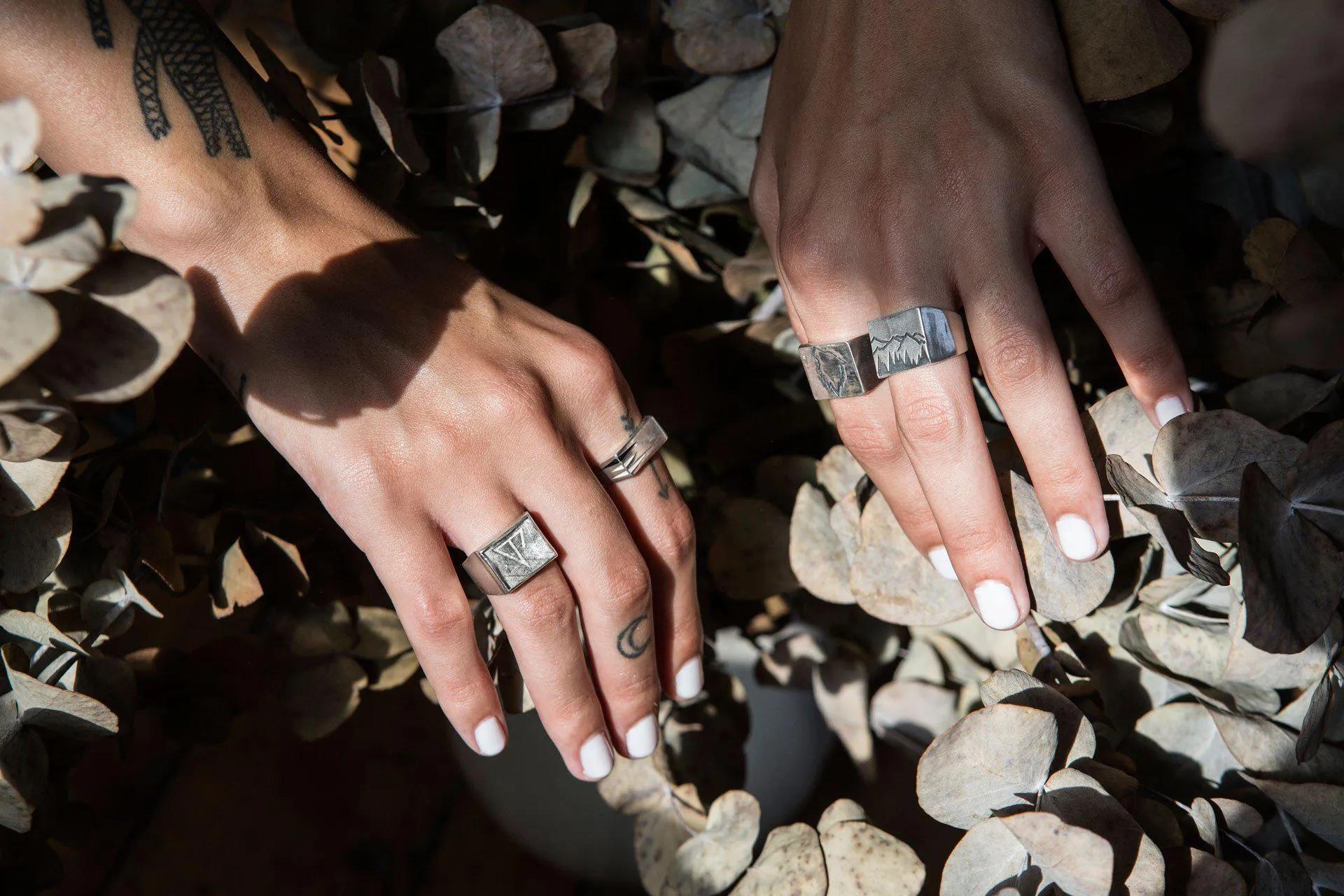 Forest and Mountains Signet Silver Ring