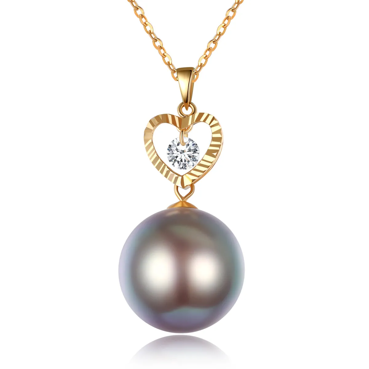 G18k Diamond Heart Edison Pearl Necklace