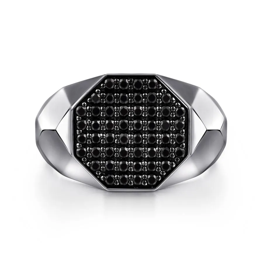 Gabriel & Co. Silver Black Spinel Signet Ring MR52063SVJBS