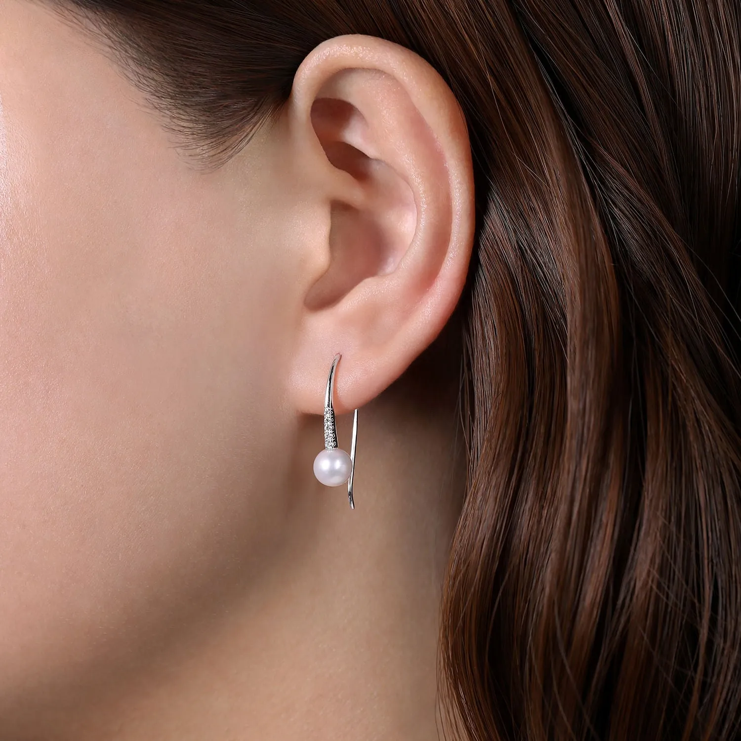 Gabriel & Co. White Gold Drop Earrings Pearl Earrings
