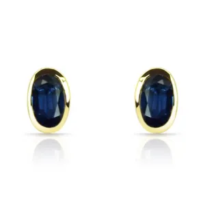 Gelb 9 Karat Gold 0.60ct Ct Saphir Einzel Stein Gerahmt Ohrstecker