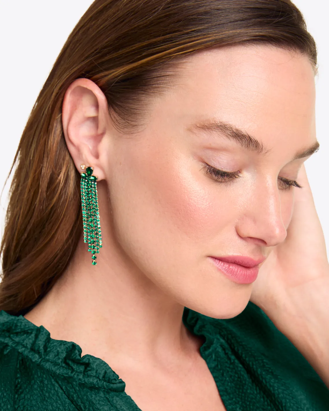 Gem Chandelier Earrings in Green