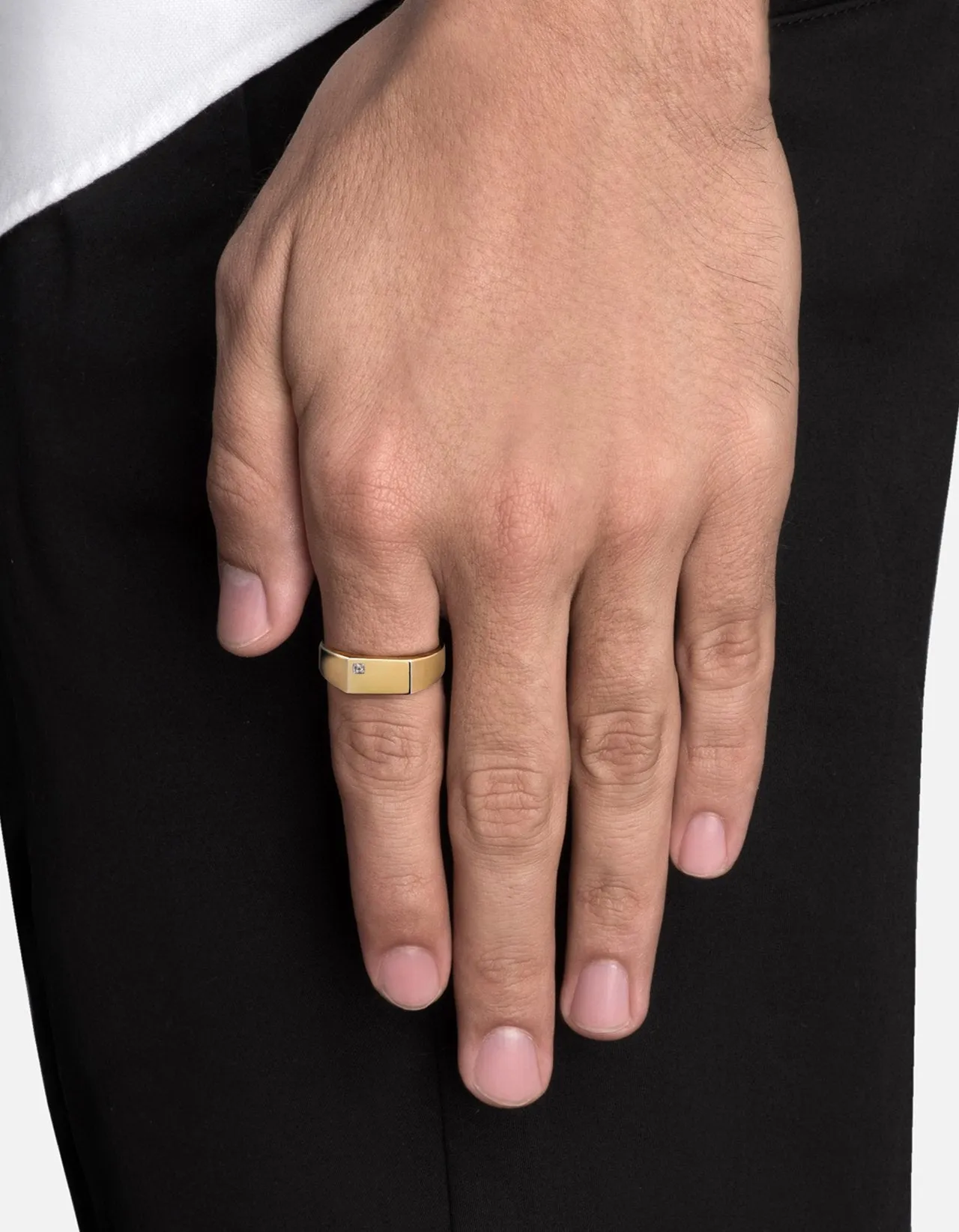 Geo Signet Diamond, 14k Gold