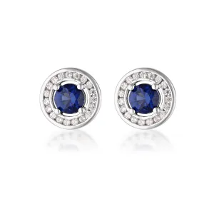 Georgini Milestone Sapphire Nano & White Cz Halo Earrings