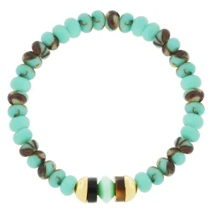 Gold Capped Triple Gemstone on Copper Jasper Beaded Bracelet
