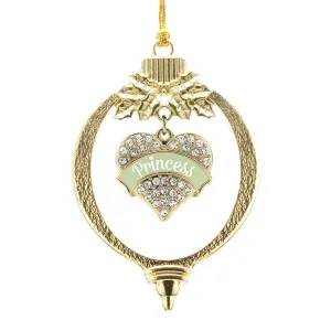 Gold Princess - Peridot Pave Heart Charm Holiday Ornament