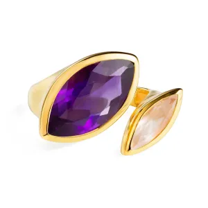 Gold Ring Purple Amethyst Celestine