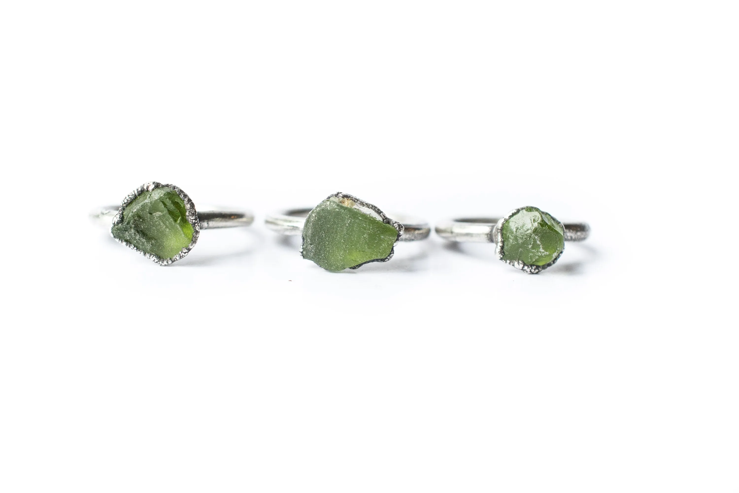 Green Peridot ring | Raw peridot ring