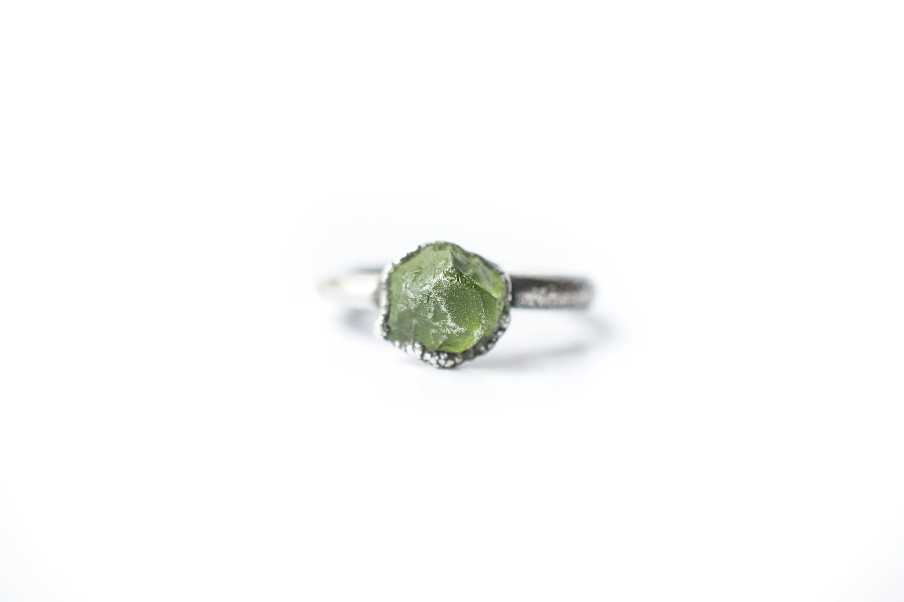 Green Peridot ring | Raw peridot ring