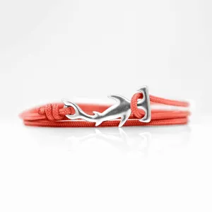 Hammerhead Shark Bracelet - Sterling Silver/Coral