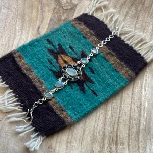 Handmade Onyx & Aqua Calcedony Chain Bracelet