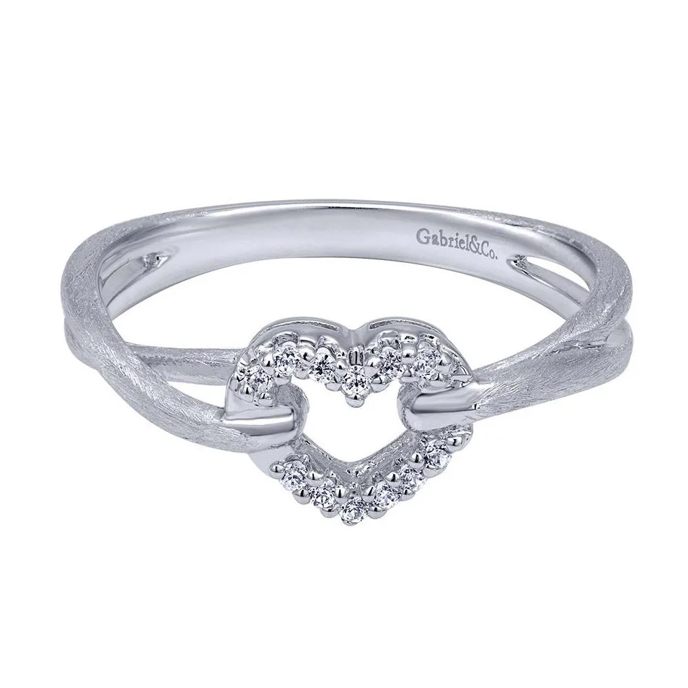Heart Shaped Diamond Pave Fashion Ring