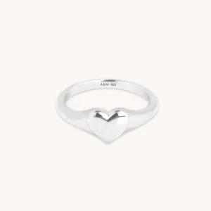 Heart Signet Ring in Silver