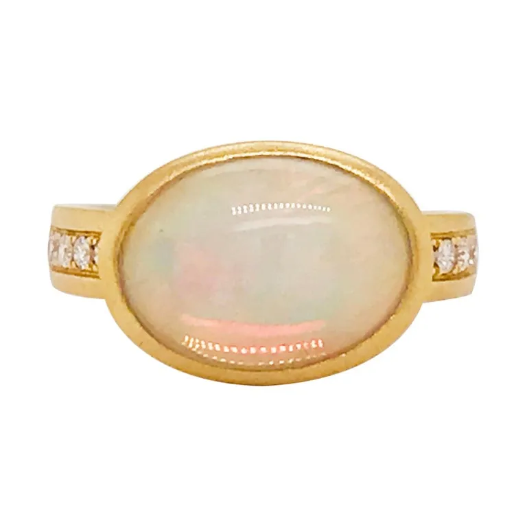 Horizontal Opal Satin Ring