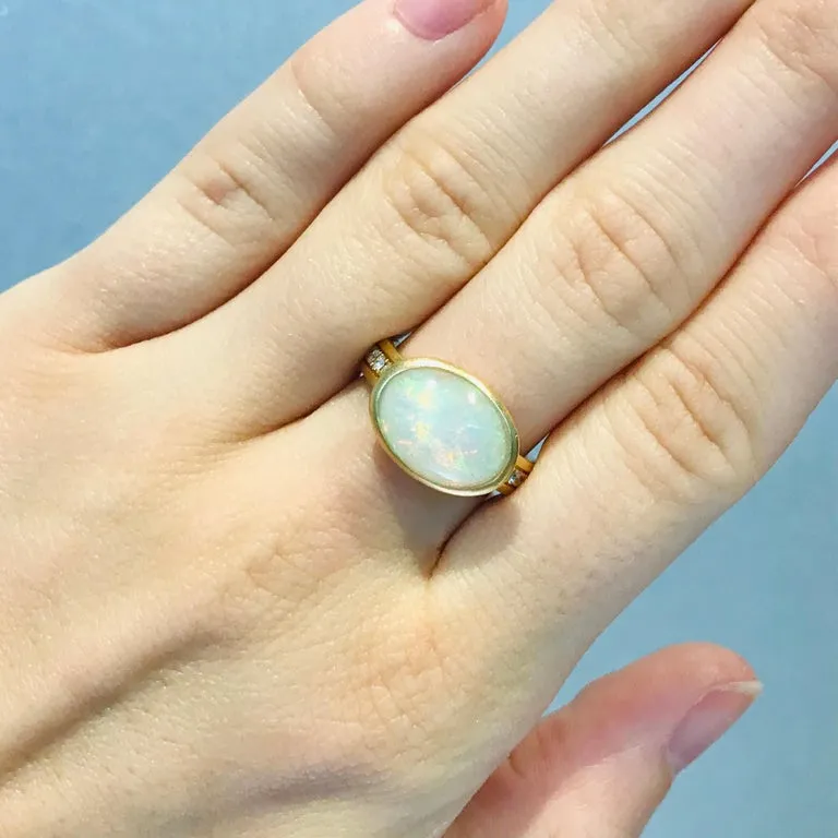 Horizontal Opal Satin Ring