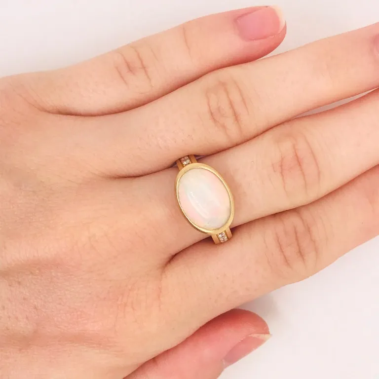 Horizontal Opal Satin Ring