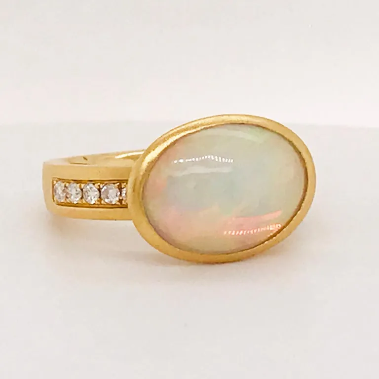 Horizontal Opal Satin Ring