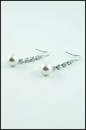 Imitation Pearl and Rhinestone Drop Earrings