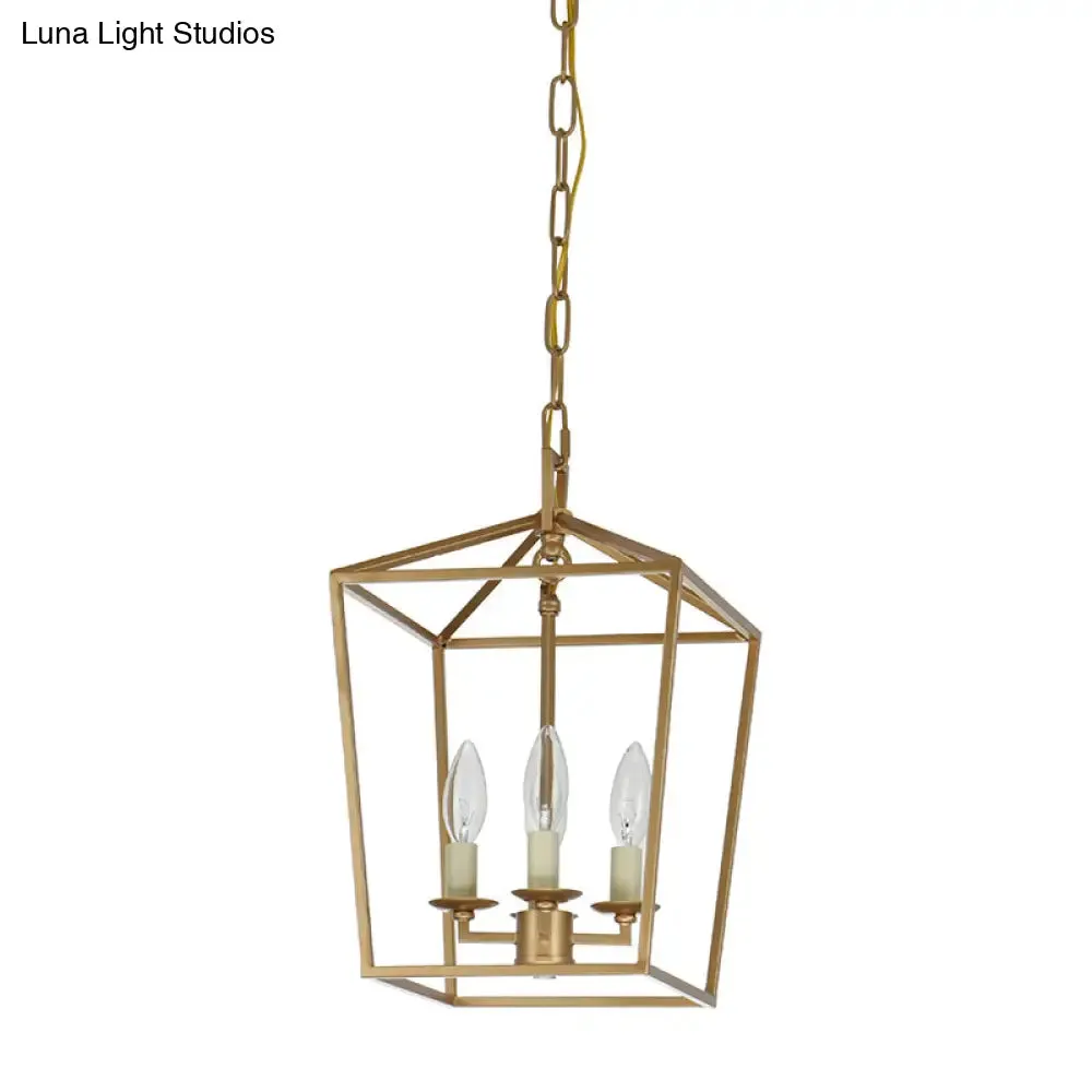 Industrial Cage Pendant Chandelier with Candle-inspired Design - 4-Light Metal Hanging Light