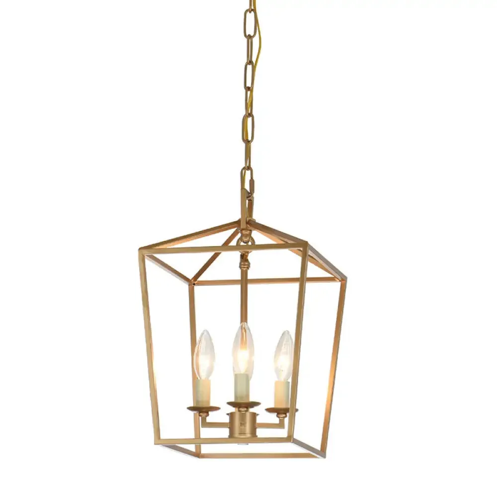 Industrial Cage Pendant Chandelier with Candle-inspired Design - 4-Light Metal Hanging Light