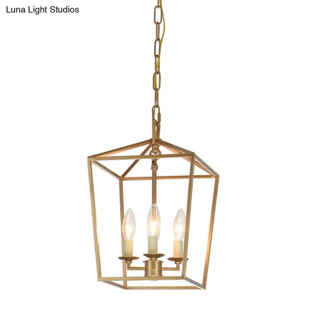 Industrial Cage Pendant Chandelier with Candle-inspired Design - 4-Light Metal Hanging Light