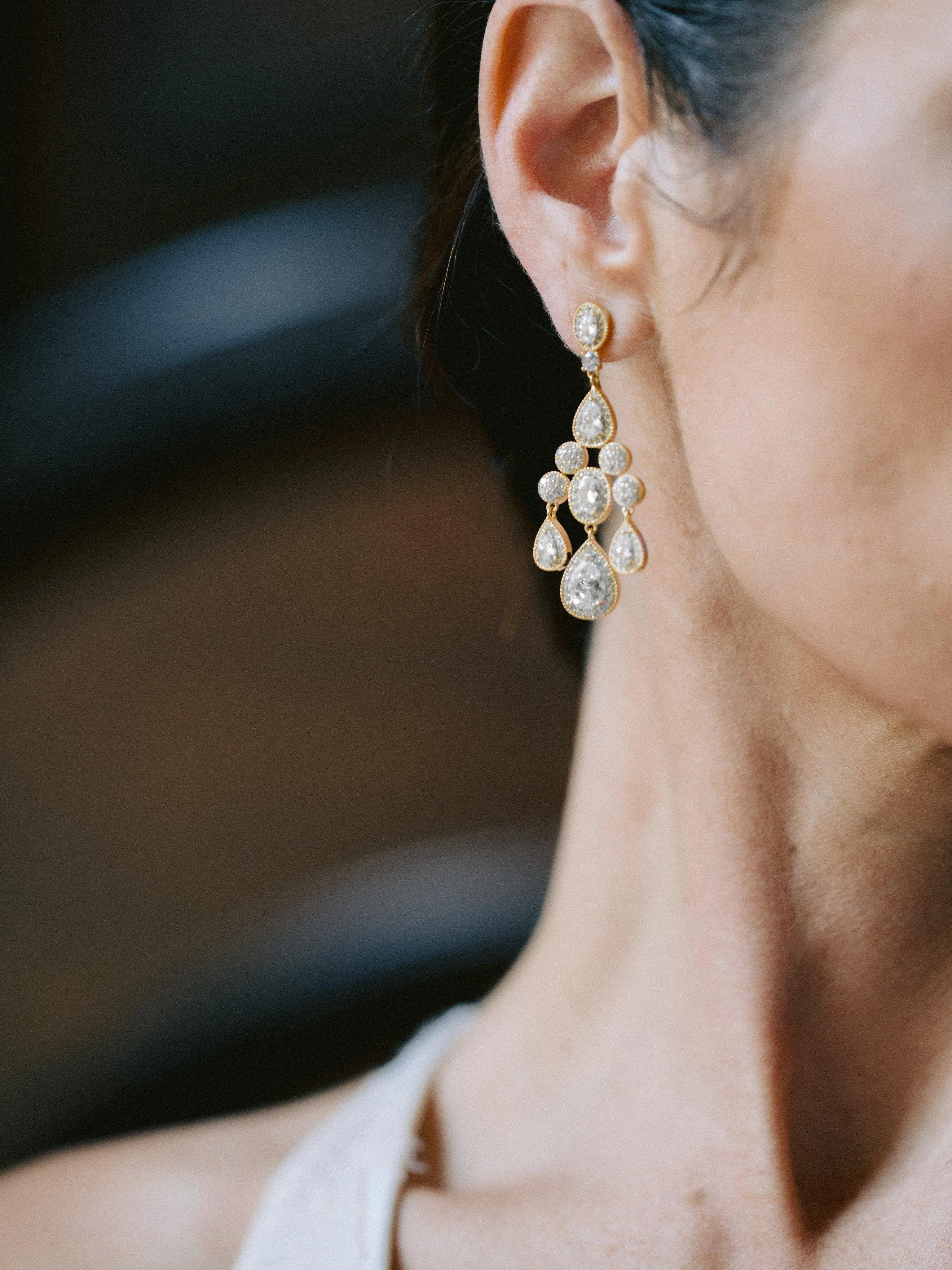 ISABELLA Gold Bridal Chandelier Earrings