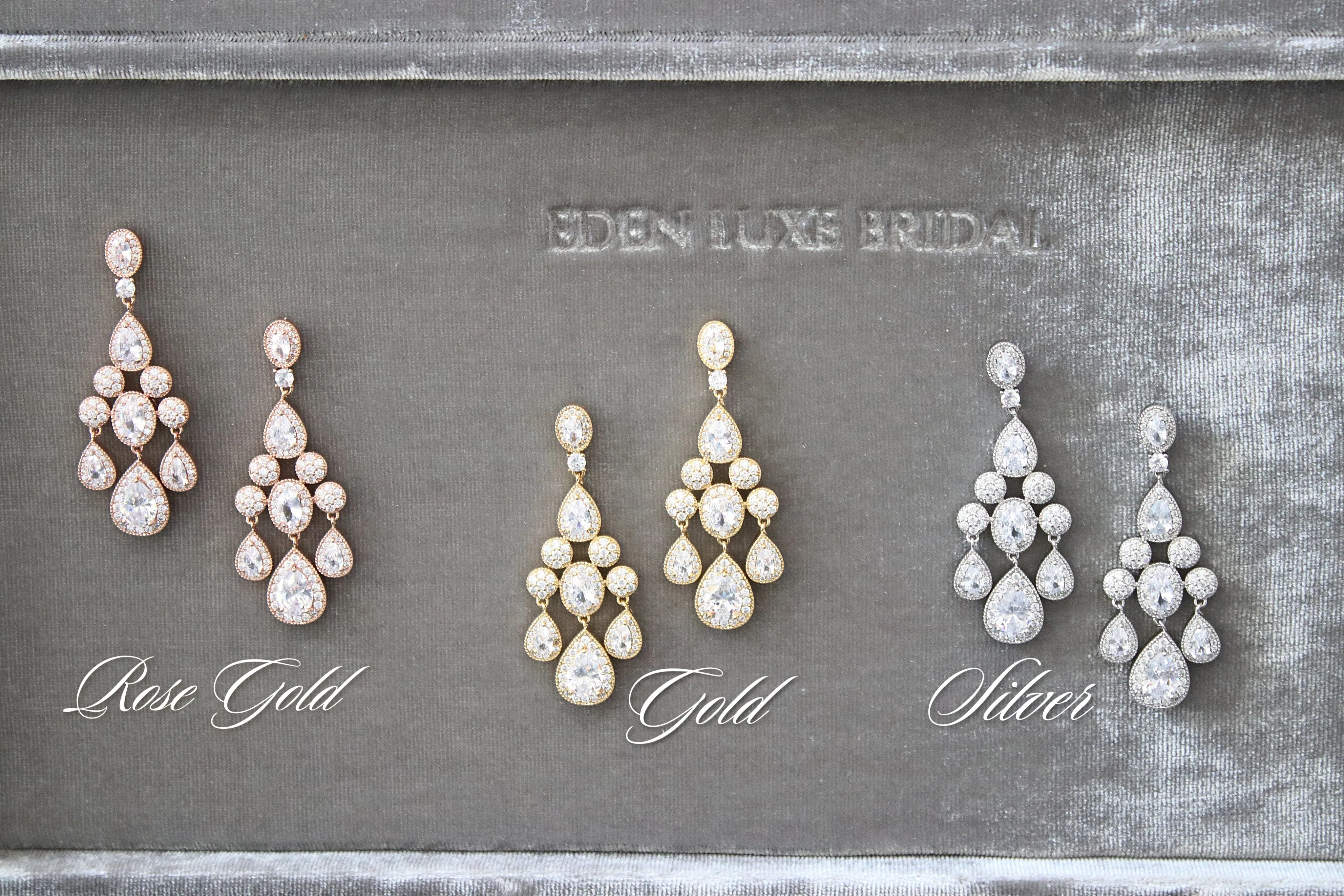 ISABELLA Gold Bridal Chandelier Earrings